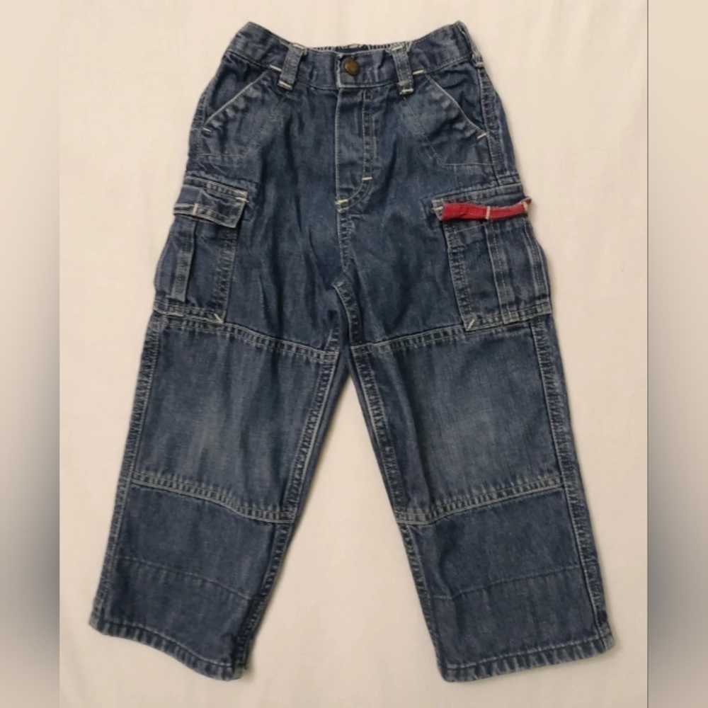 VINTAGE OSHKOSH BLUE CARGO DOUBLE KNEE JEANS SIZE 24 MONTHS